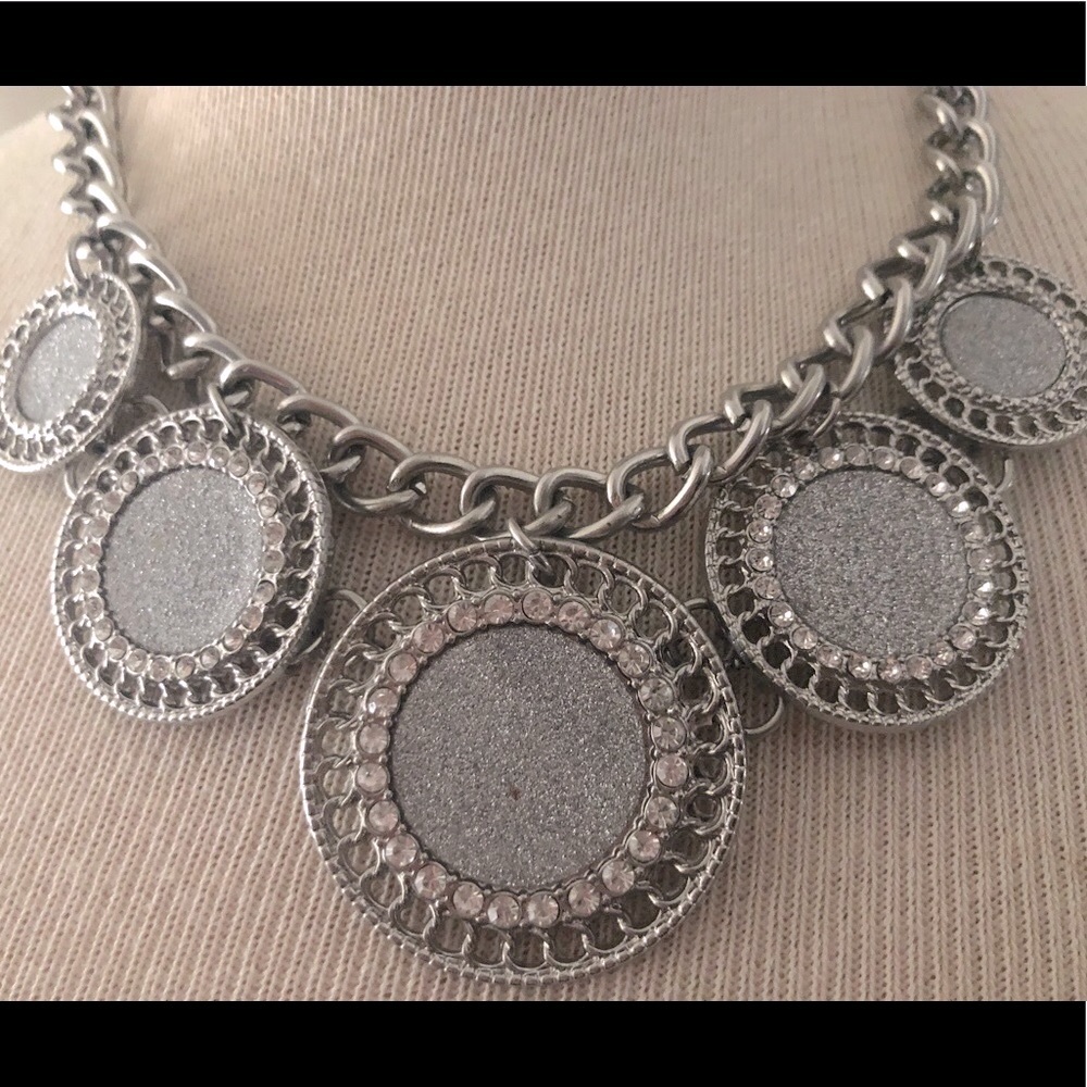 Silver With Rhinestone Necklace - Picture 2 of 5